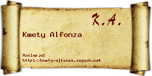 Kmety Alfonza névjegykártya